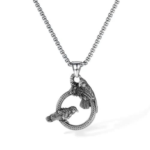 Wholesale Stainless Steel Double Raven Necklace