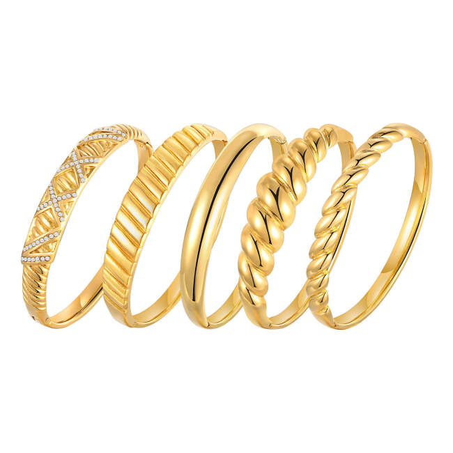 Wholesale Stainless Steel Gold Fashion Openable Bangle