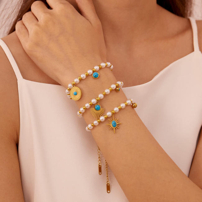 Wholesale Pearl Stainless Steel Bead Bracelet
