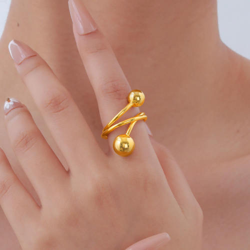Wholesale Stainless Steel Crossed Triple Ball Ring