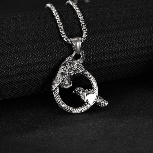 Wholesale Stainless Steel Double Raven Necklace