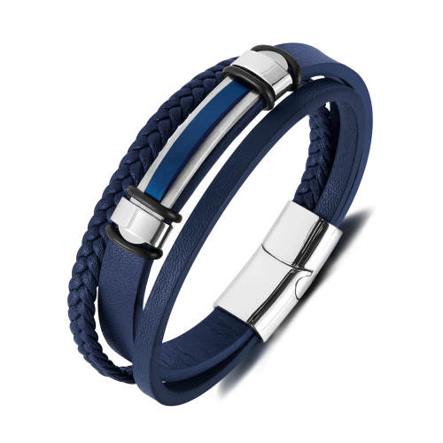 Wholesale Stainless Steel Braided Leather Bracelet