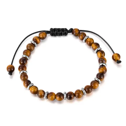 Wholesale Stainless Steel Beads Tiger Eye Stone Bracelet