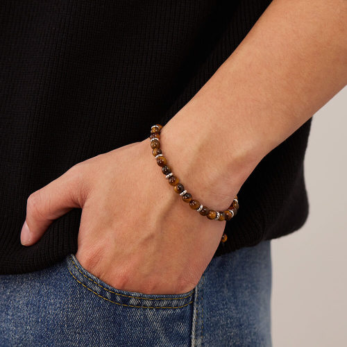 Wholesale Stainless Steel Beads Tiger Eye Stone Bracelet