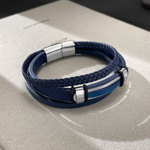 Wholesale Stainless Steel Braided Leather Bracelet