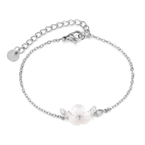 Wholesale Stainless Steel White Flower Bracelet