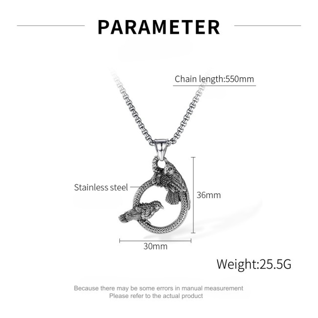 Wholesale Stainless Steel Double Raven Necklace