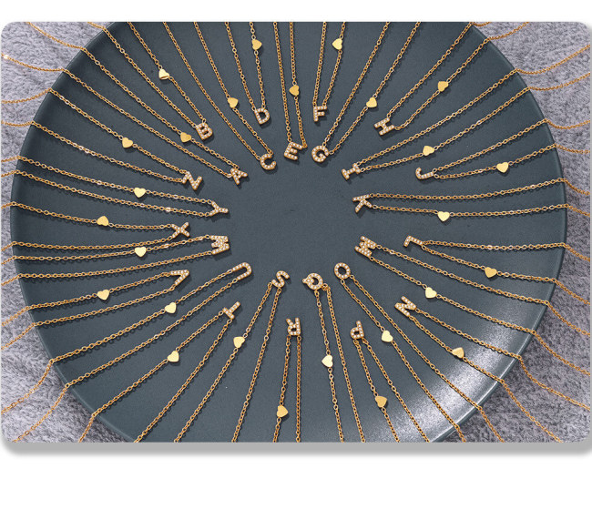 Wholesale Stainless Steel CZ Letter Bracelet Necklace Earrings Ring