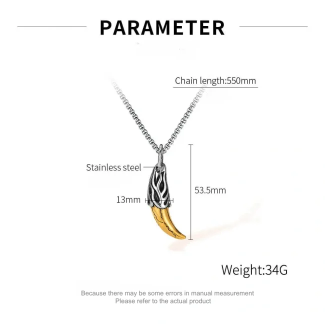 Wholesale Stainless Steel Wolf Tooth Necklace