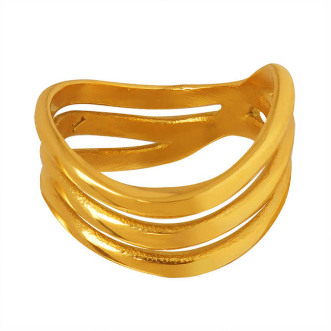 Wholesale Stainless Steel Multi Layered Wave Ring