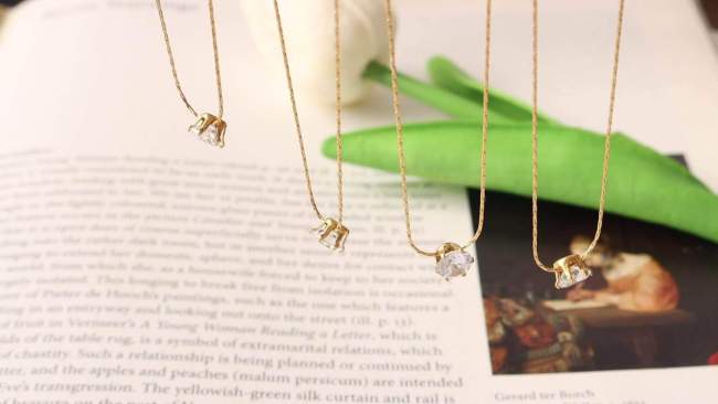 Wholesale Stainless Steel Rounded Cardano Chain Necklace with CZ