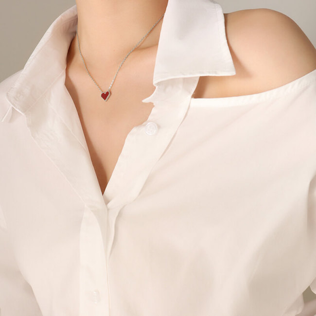 Wholesale Stainless Steel Red Heart Necklace