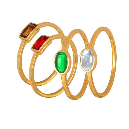 Wholesale Stainless Steel Colorful Crystals Ring