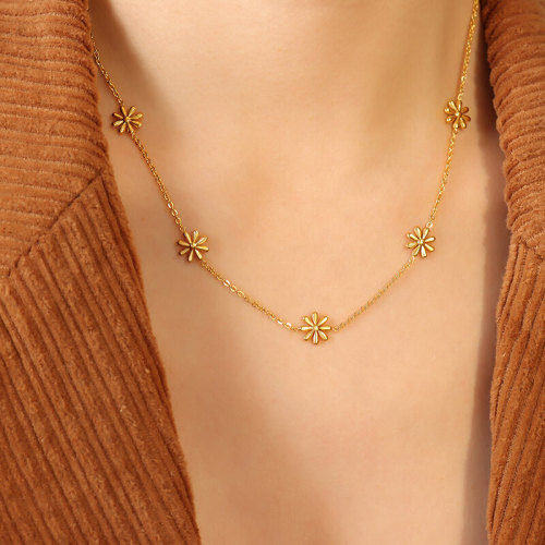 Wholesle Stainless Steel Daisy Link Chain Necklace