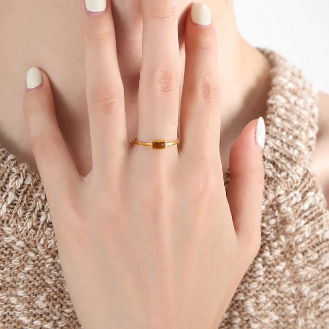 Wholesale Stainless Steel Colorful Crystals Ring