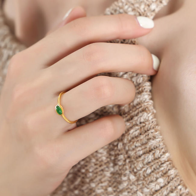 Wholesale Stainless Steel Colorful Crystals Ring