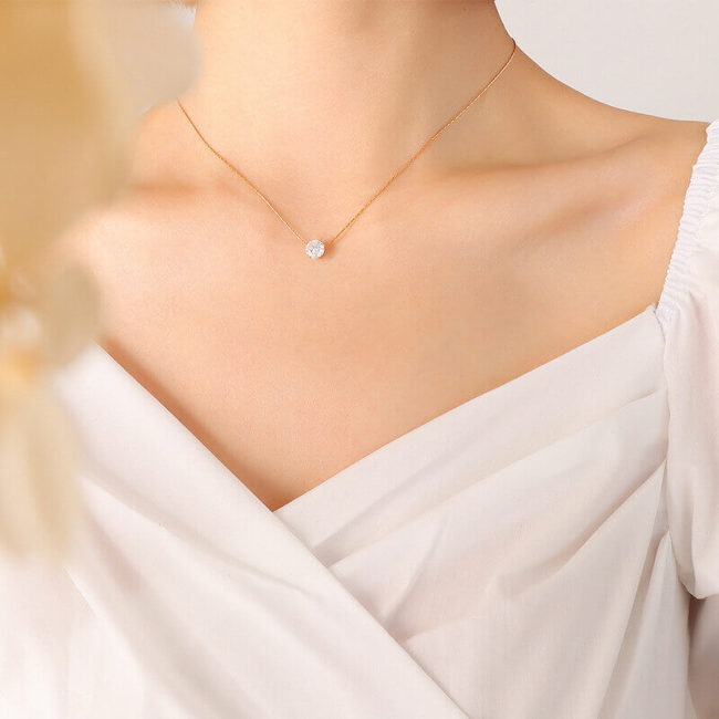 Wholesale Stainless Steel Rounded Cardano Chain Necklace with CZ