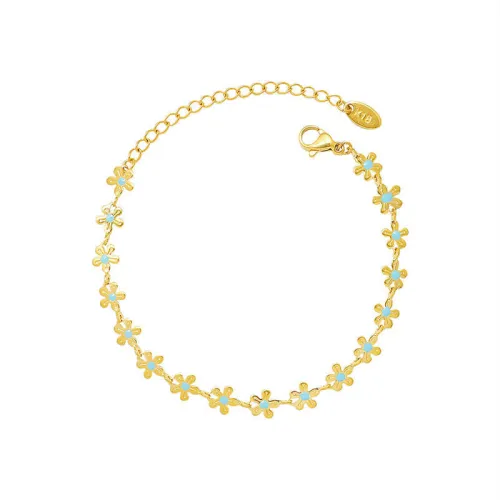 Wholesale Stainless Steel Blue Flower Bracelet