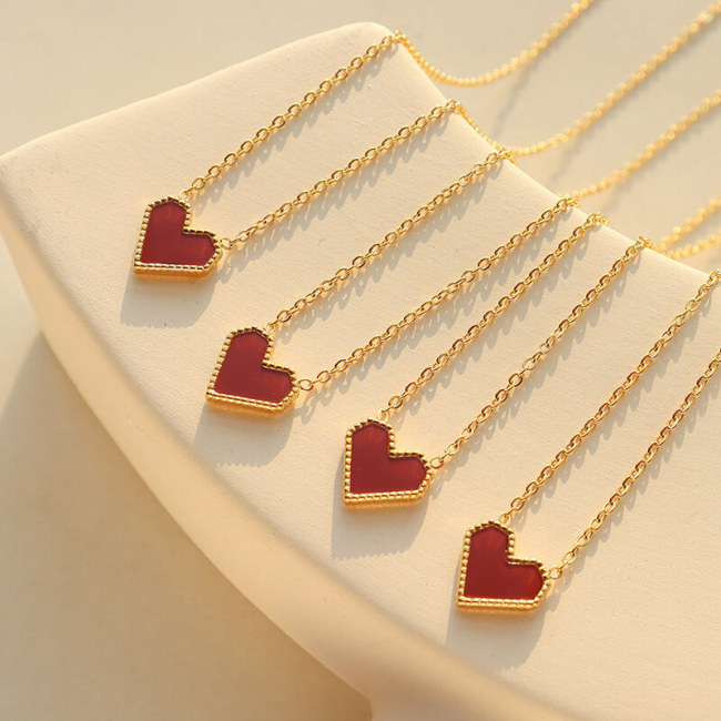 Wholesale Stainless Steel Red Heart Necklace