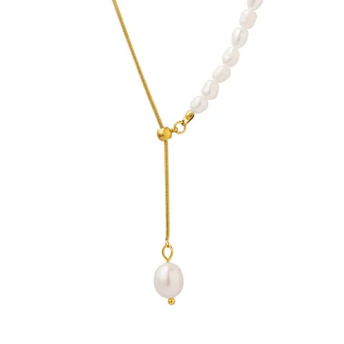 Wholesale Pearl Snake Bone Steel Chain Necklace