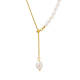 Wholesale Stainless steel Half Pearls & Snake Chain Necklace