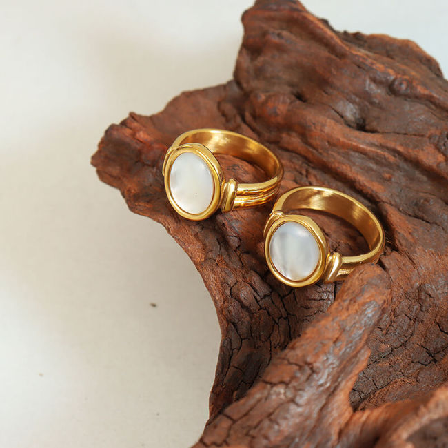 Wholesale Stainless Steel White Sea Shell Ring