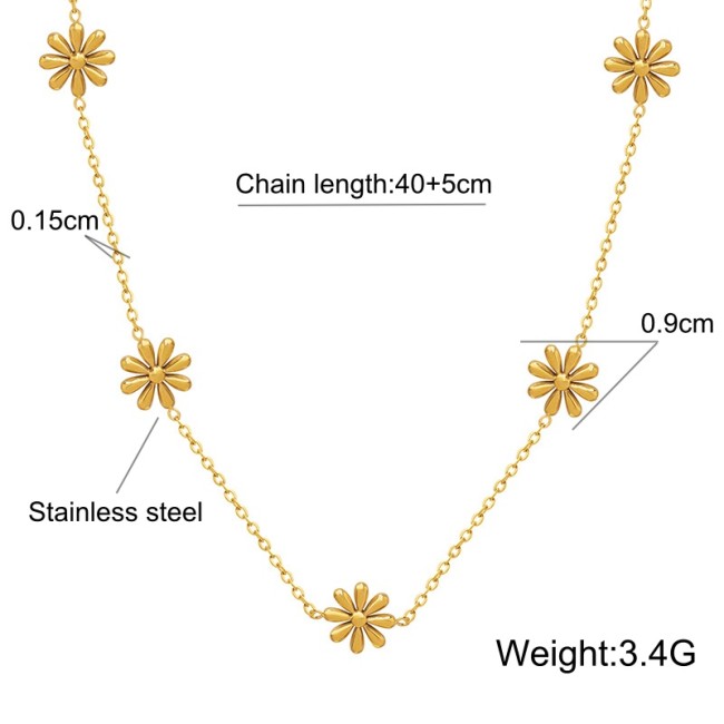 Wholesle Stainless Steel Daisy Link Chain Necklace