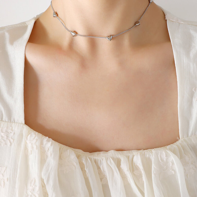 Wholesale Stainless Steel Heart Combo Bracelet & Necklace