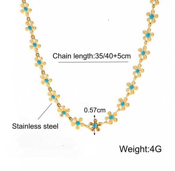 Wholesale Stainless Steel Blue Flower Bracelet