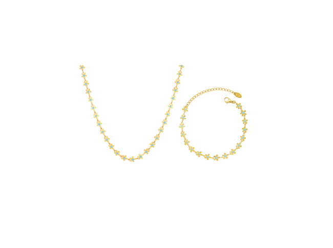 Wholesale Stainless Steel Blue Flower Bracelet