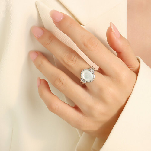 Wholesale Stainless Steel White Sea Shell Ring