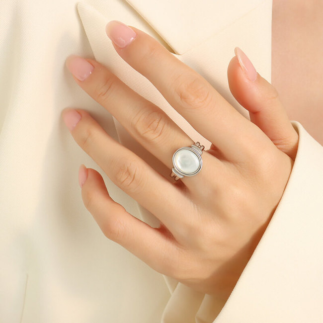 Wholesale Stainless Steel White Sea Shell Ring
