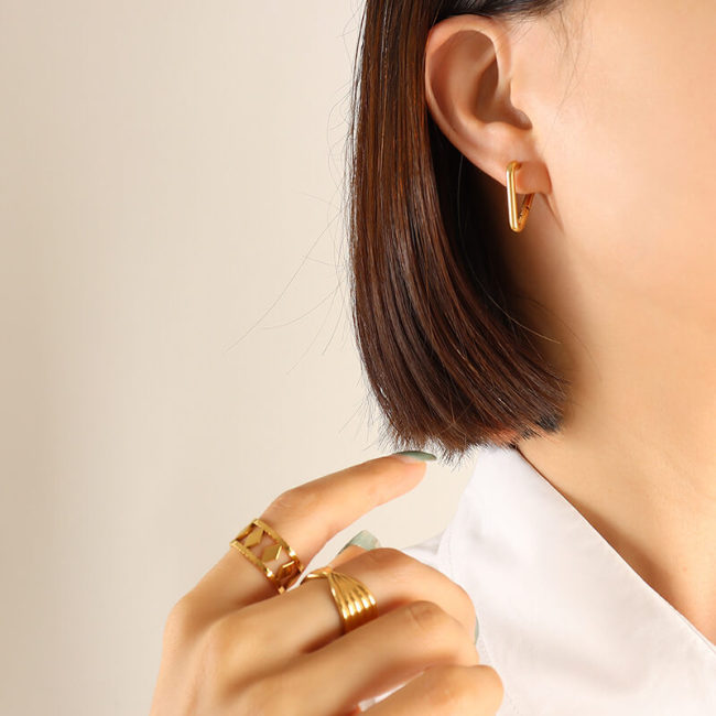 Wholesale Stainless Steel Gold-Plated Earrings