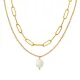 Wholesale Steel Layered Pearl Pendant Necklace