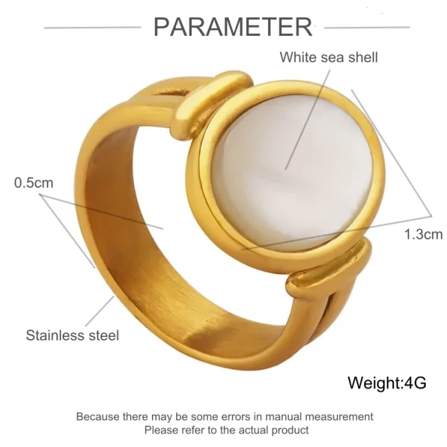 Wholesale Stainless Steel White Sea Shell Ring