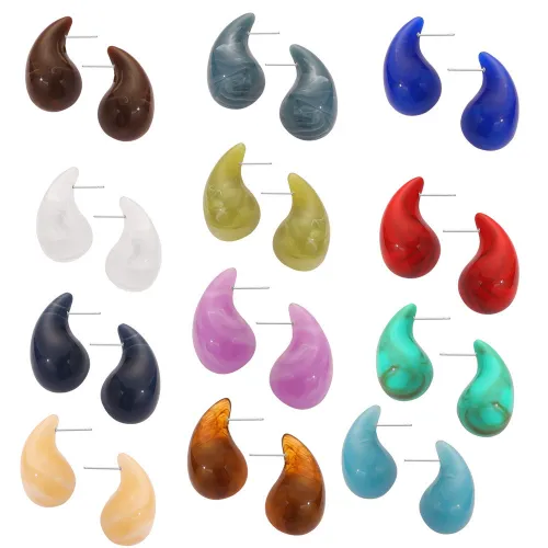 Wholesale Colorful Water Drops Resin Earrings