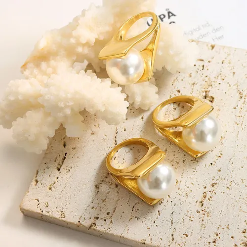 Wholesale Stainless Steel Fashion Ring with Pearl