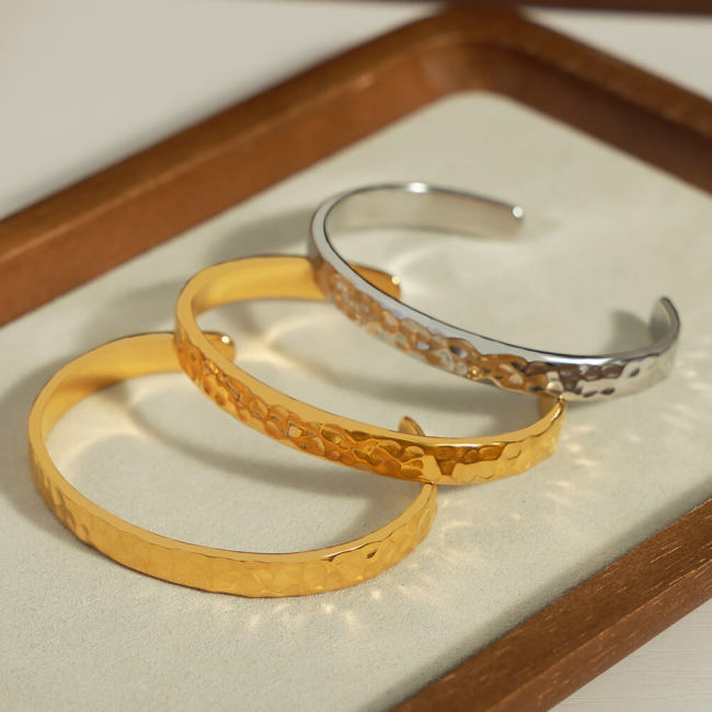 Wholesale Stainless Steel Hammered Cuff Bangle