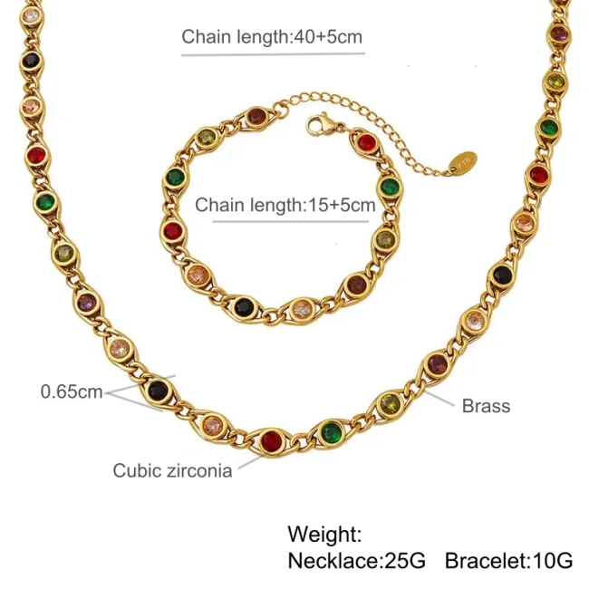 Wholesale Multi-Coloured Gem Necklace Bracelet Set