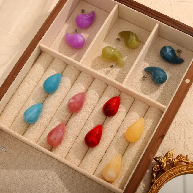 Wholesale Colorful Water Drops Resin Earrings
