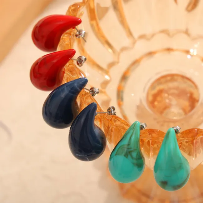 Wholesale Colorful Water Drops Resin Earrings