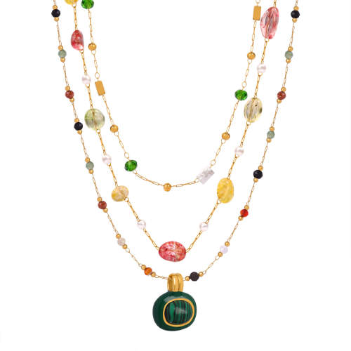 Wholesale Natural Stone Hand Made Steel Necklace