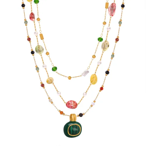 Wholesale Natural Stone Hand Made Steel Necklace