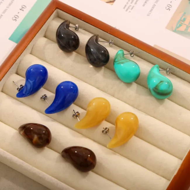 Wholesale Colorful Water Drops Resin Earrings