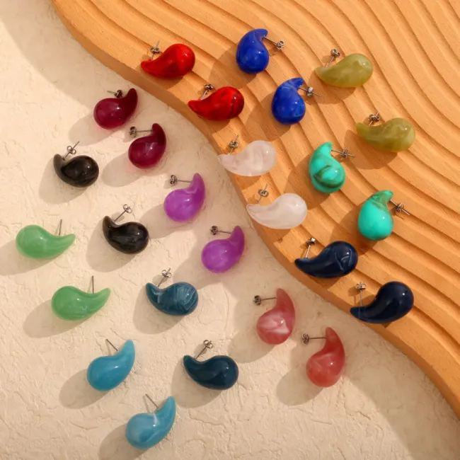 Wholesale Colorful Water Drops Resin Earrings