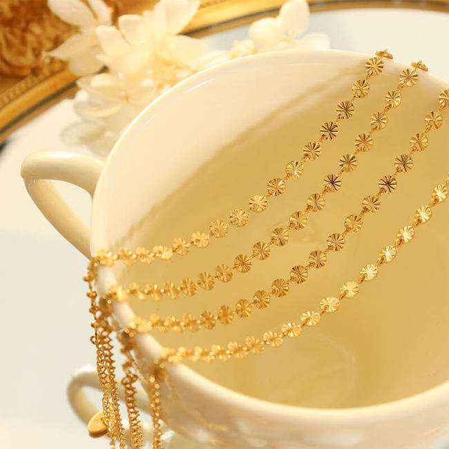Wholesale Stainless Steel Ruffled Gold Circle Charm Bracelet