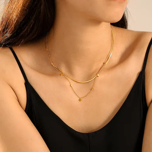 Wholesale Stainless Steel Stacked Collarbone Necklace