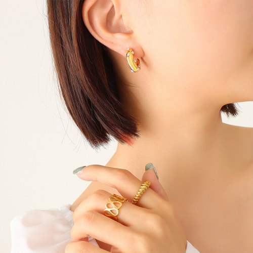 Wholesale Stainless Steel Pearl and Zirconia Earrings