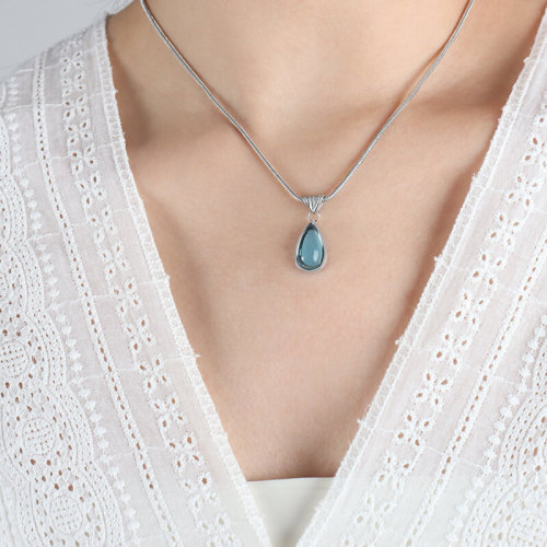 Wholesale Olive Green Blue Drop Pendant Necklace