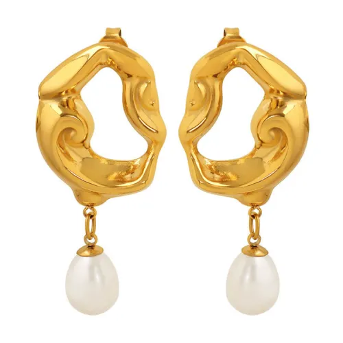 Wholesale Stainless Steel Irregular Pearl Earrings